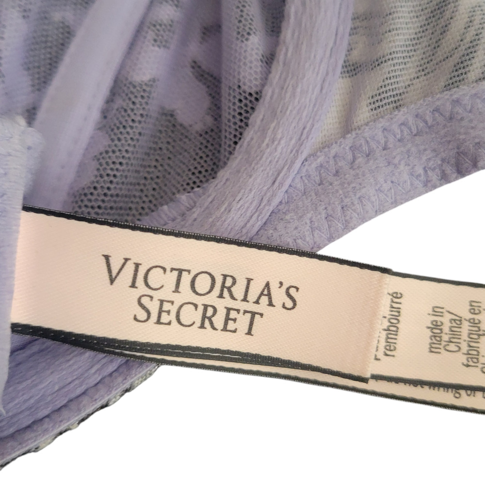 Victoria's Secret Dream Angels Sheer Bra 34DD‎ Purple Lace Rhinestone Luxury